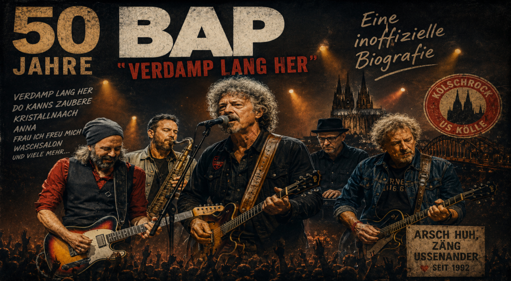 Fan-Bild der legendären Kölschrockband BAP bei einem Live-Auftritt.