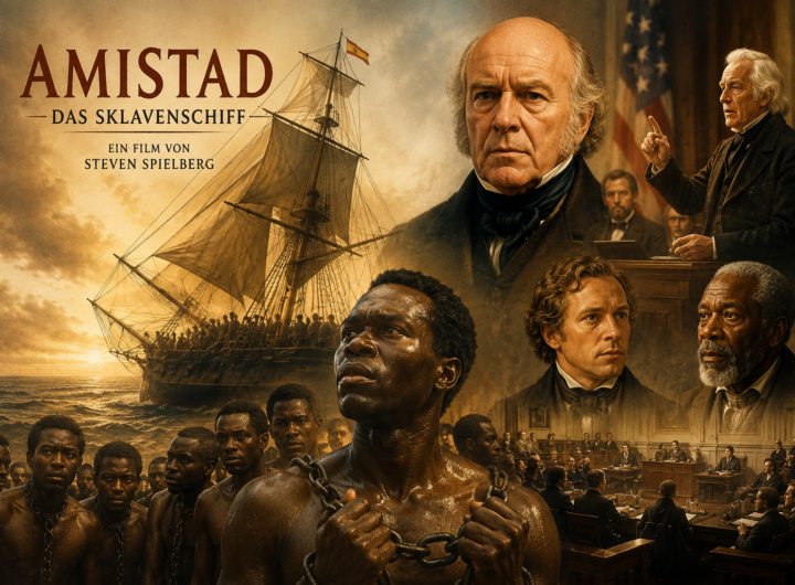 Historisch inspirierte Illustration des Segelschiffs La Amistad zum Film Amistad – Das Sklavenschiff (1997).