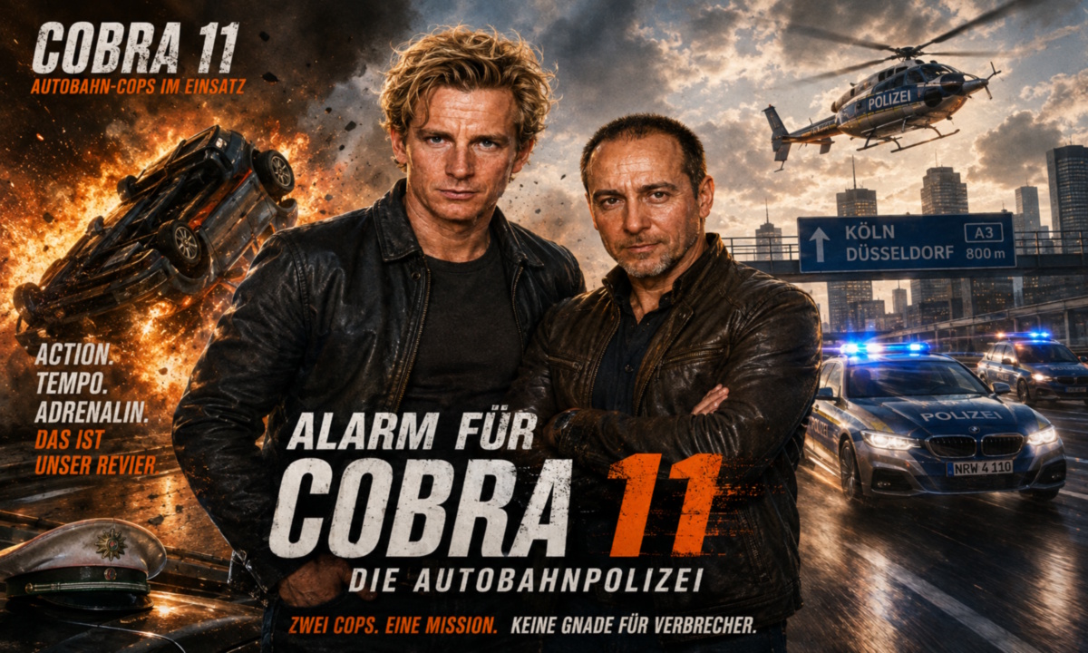 Alarm für Cobra 11 – Die Autobahnpolizei Fan-Art mit Semir Gerkhan und seinem Partner vor spektakulärer Autobahn-Action