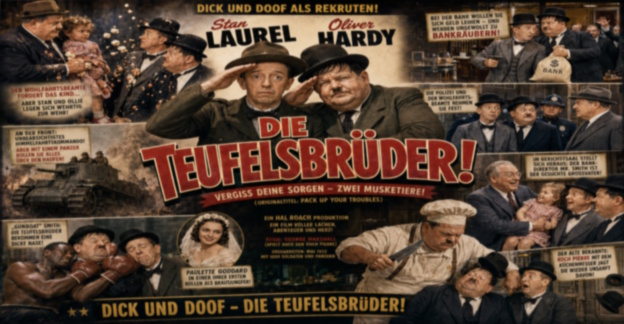 Dick und Doof als Soldaten der US-Armee im Film Die Teufelsbrüder