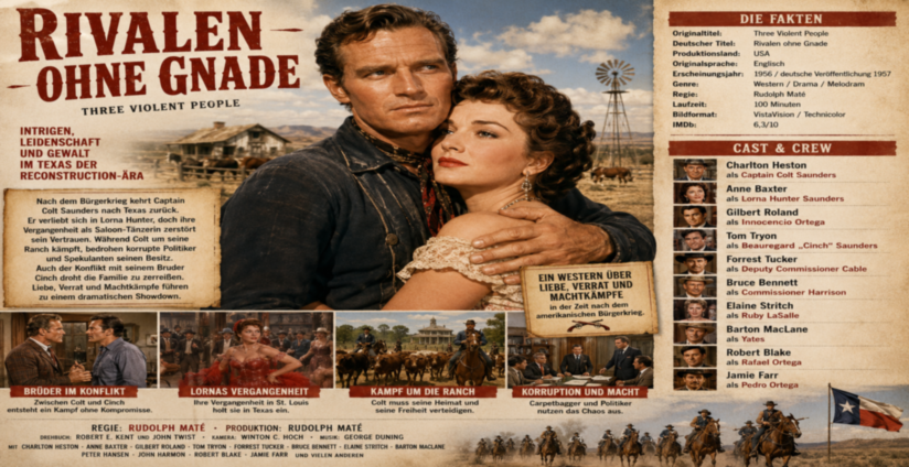 Rivalen ohne Gnade (1957) – Charlton Heston als Colt Saunders und Anne Baxter als Lorna