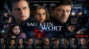 KI-generiertes Fan-Poster zum Psychothriller „Sag’ kein Wort“ (2001) mit Michael Douglas, Sean Bean und Brittany Murphy.
