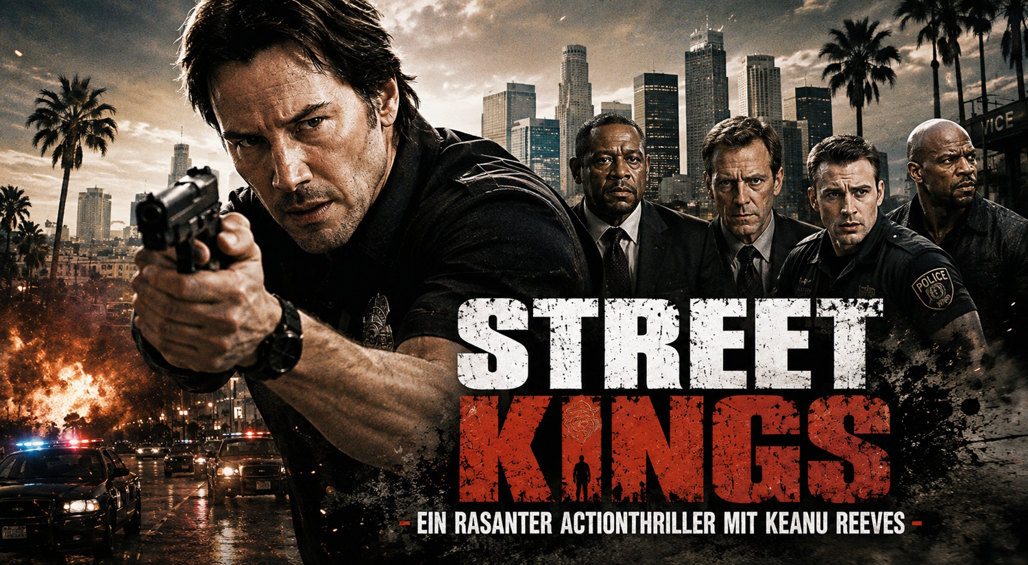 KI-generiertes Fanposter zum Actionthriller Street Kings mit Keanu Reeves als Detective Tom Ludlow