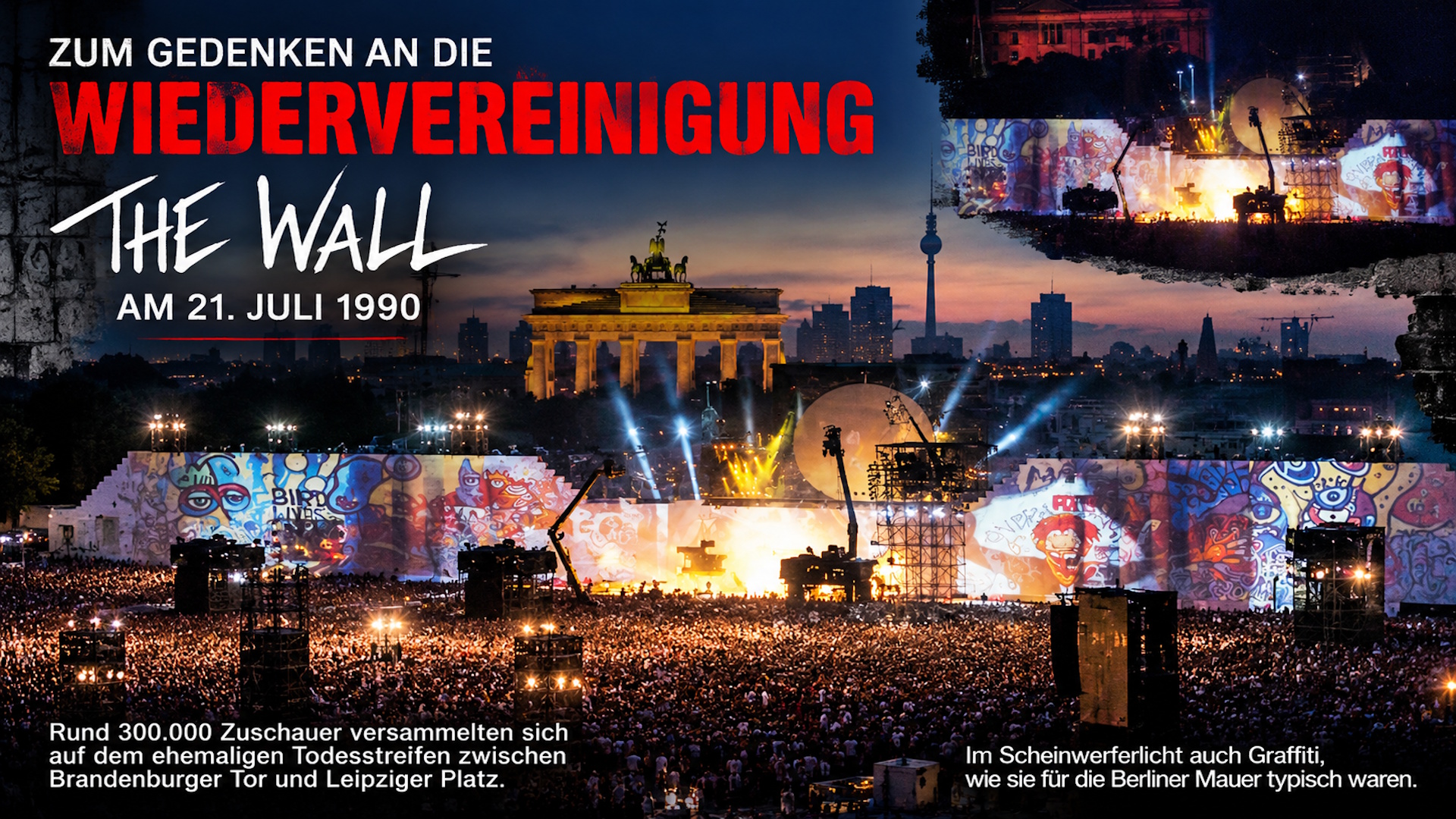 Pink Floyd The Wall am Brandenburger Tor in Berlin 1990 – Konzert von Roger Waters